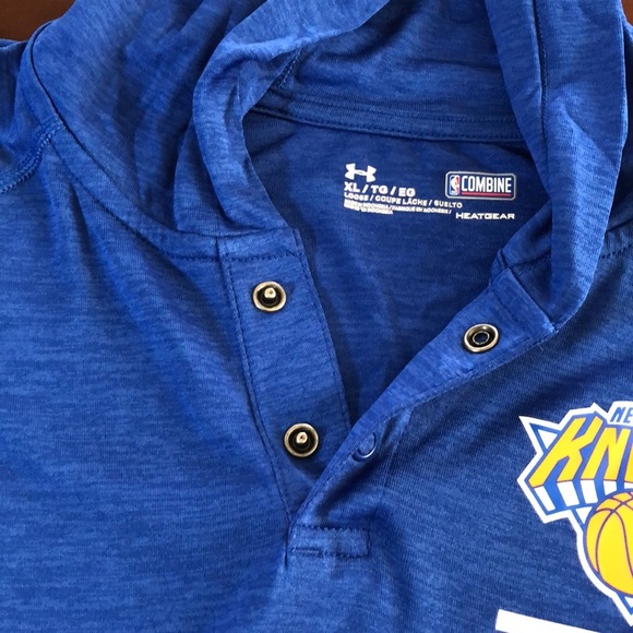 Under Armour NBA Combine New York Knicks Royal Blue Long Sleeve Hoodie Shirt XL - Picture 4 of 11